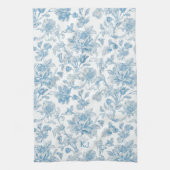 Toile-de-jouy Chinoiseries Blue Floral Pattern Geschirrtuch (Vertikal)