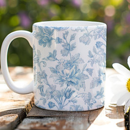 Toile-de-jouy Chinoiseries Blue Floral Pattern Kaffeetasse