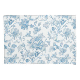 Toile-de-jouy Chinoiseries Blue Floral Pattern Kissenbezug