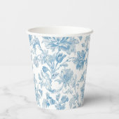 Toile-de-jouy Chinoiseries Blue Floral Pattern Pappbecher (Rückseite)