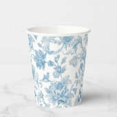 Toile-de-jouy Chinoiseries Blue Floral Pattern Pappbecher (Links)