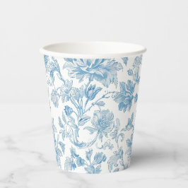 Toile-de-jouy Chinoiseries Blue Floral Pattern Pappbecher