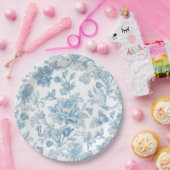 Toile-de-jouy Chinoiseries Blue Floral Pattern Pappteller (Party)