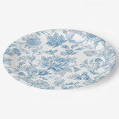 Toile-de-jouy Chinoiseries Blue Floral Pattern Pappteller (Schrägansicht)