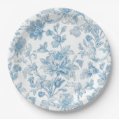 Toile-de-jouy Chinoiseries Blue Floral Pattern Pappteller (Vorderseite)