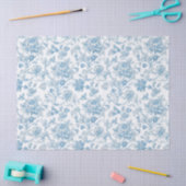 Toile-de-jouy Chinoiseries Blue Floral Pattern Seidenpapier (Basteln)