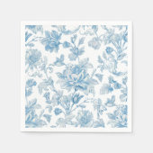 Toile-de-jouy Chinoiseries Blue Floral Pattern Serviette (Vorderseite)