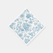 Toile-de-jouy Chinoiseries Blue Floral Pattern Serviette (Ecke)