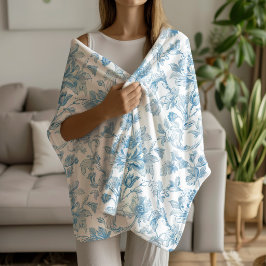 Toile-de-jouy Chinoiseries Blue Floral Pattern Sherpadecke
