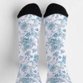 Toile-de-jouy Chinoiseries Blue Floral Pattern Socken (Oben)