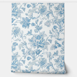 Toile-de-jouy Chinoiseries Blue Floral Pattern Tapete