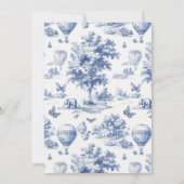 Toile De Jouy Dusty Blue Bow Brautparty Einladung (Rückseite)