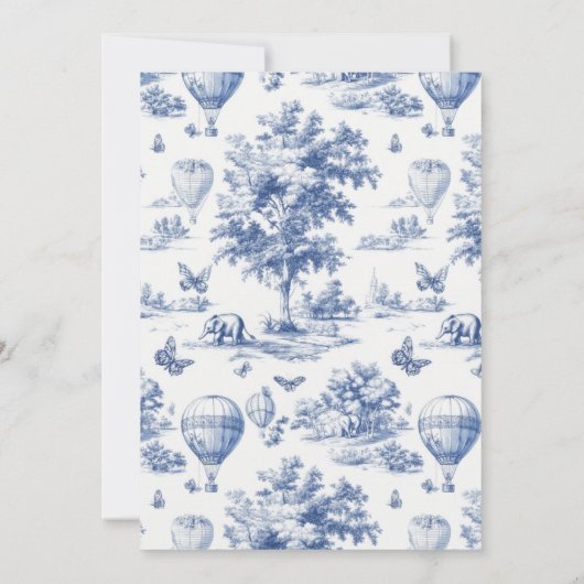 Toile De Jouy Dusty Blue Bow Brautparty Einladung (Rückseite)
