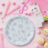 Toile de Jouy Etwas Blue Floral Bridal Pappteller (Party)