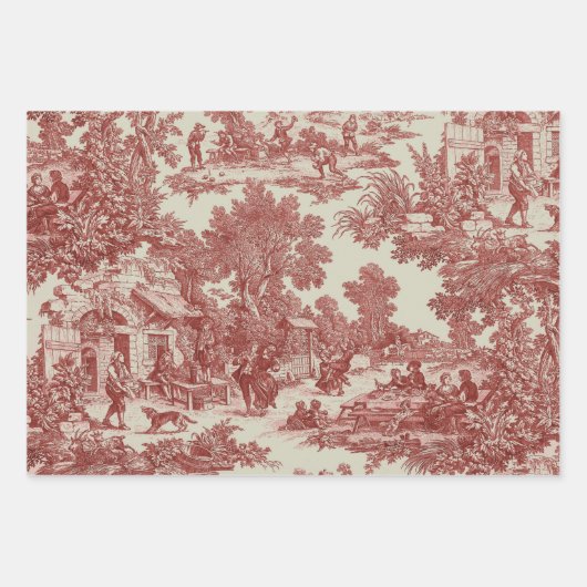 Toile de Jouy Fabric Geschenkpapier Set (Vorderseite)