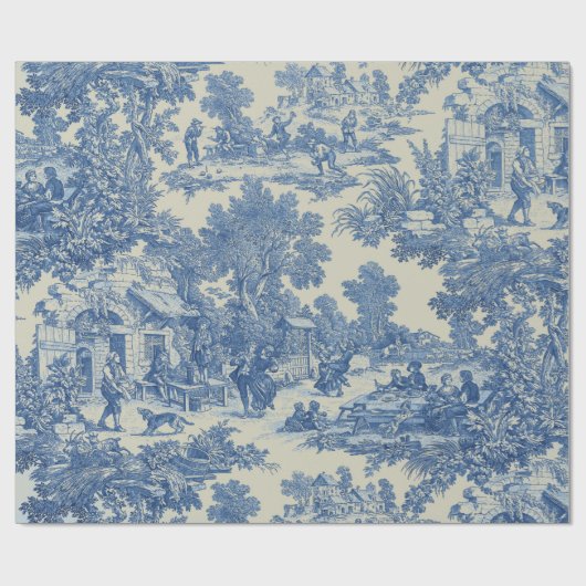 Toile de Jouy Fabric Wrapping Paper Geschenkpapier (Flach)