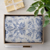 Toile de Jouy Floral Blue White Ephemera Decoupage Seidenpapier (Geschenk)