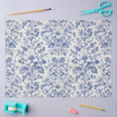 Toile de Jouy Floral Blue White Ephemera Decoupage Seidenpapier (Basteln)