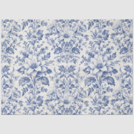 Toile de Jouy Floral Blue White Ephemera Decoupage Seidenpapier
