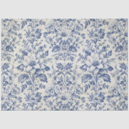 Toile de Jouy Floral Blue White Ephemera Decoupage Seidenpapier