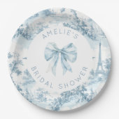 Toile de Jouy Französisch romantisches Brautparty Pappteller (Vorderseite)