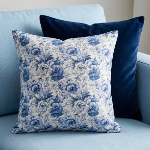 Toile de Jouy. Französische Toile. Blau. Elegant. Kissen