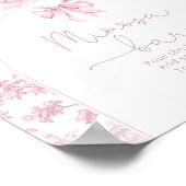 Toile de Jouy French Bow Pink Mimosa bar Poster (Ecke)