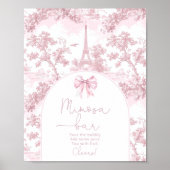 Toile de Jouy French Bow Pink Mimosa bar Poster (Vorne)
