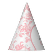 Toile de Jouy Girl Pink Bow First 1st Birthday Partyhütchen (Links)