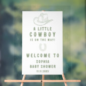 Toile De Jouy Green Cowboy Baby Dusche Willkommen Acrylschild (Neutral)