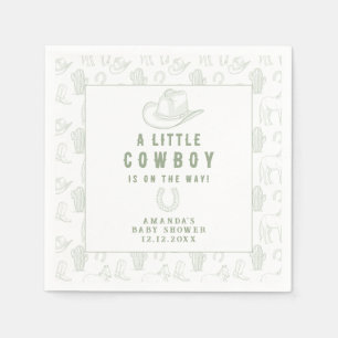 Toile de Jouy Grün Cowboy Western Babyparty Serviette