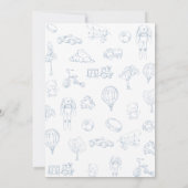 Toile De Jouy Kinderzimmer Babydusche mit Bow Boy Einladung (Rückseite)
