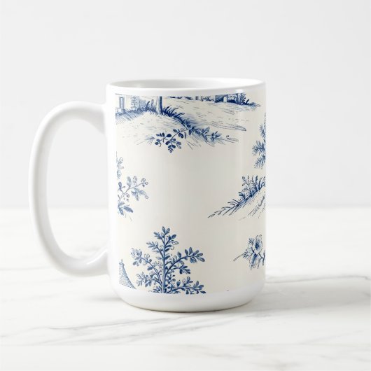 Toile de Jouy Landschaft Nahtloses Muster Kaffeetasse (Links)