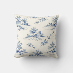 Toile de Jouy Landschaft Nahtloses Muster Kissen