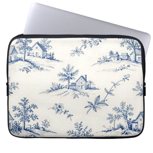 Toile de Jouy Landschaft Nahtloses Muster Laptopschutzhülle (Vorderseite)