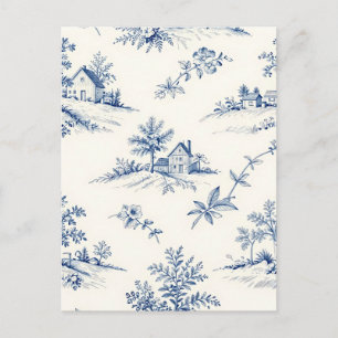 Toile de Jouy Landschaft Nahtloses Muster Postkarte