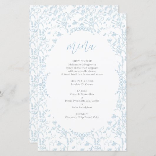 Toile de Jouy Menu Card (Vorne/Hinten)