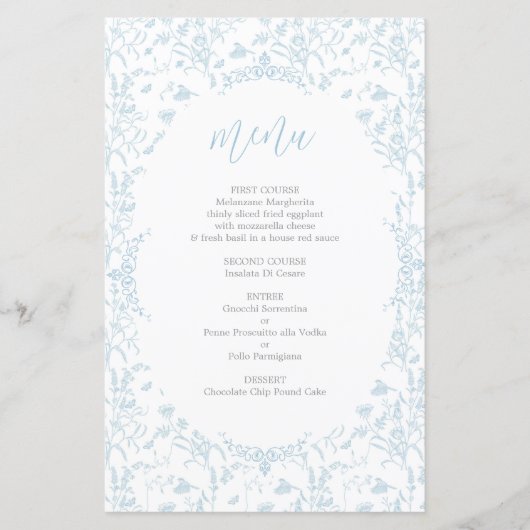 Toile de Jouy Menu Card (Vorderseite)