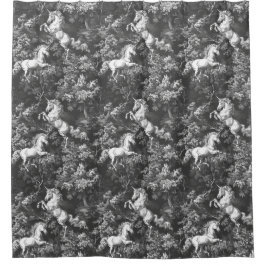 Toile De Jouy Monochrome Unicorns Duschvorhang