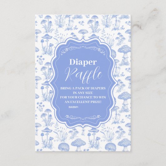 Toile De Jouy Mushrooms Woodland Diapper Raffle Begleitkarte (Vorderseite)