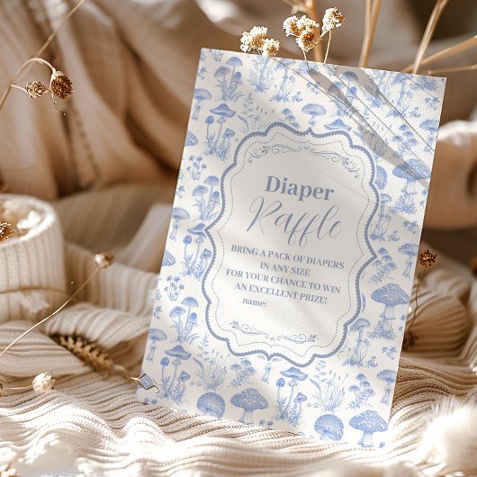 Toile De Jouy Mushrooms Woodland Diapper Raffle Begleitkarte