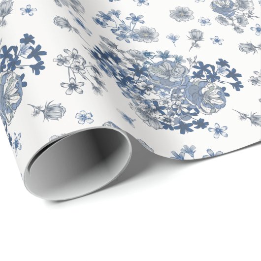 Toile-De-Jouy-Muster-Hochzeit Geschenkpapier (Rolleneckpunkt)