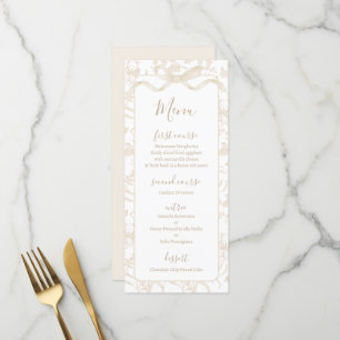 Toile de Jouy neutrale Menükarte für Baby-Party
