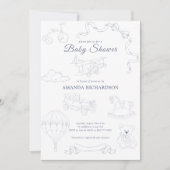 Toile de Jouy Nursery Baby Shower Einladung (Vorderseite)