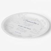Toile de Jouy Nursery Baby Shower Pappteller (Schrägansicht)