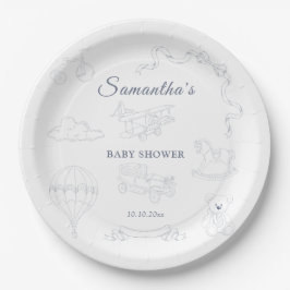 Toile de Jouy Nursery Baby Shower Pappteller