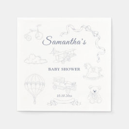 Toile de Jouy Nursery Baby Shower Serviette