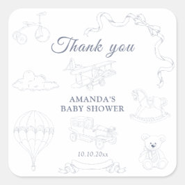 Toile de Jouy Nursery Baby Shower Thank you Quadratischer Aufkleber
