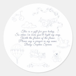 Toile de Jouy Nursery Prayer Candle Runder Aufkleber