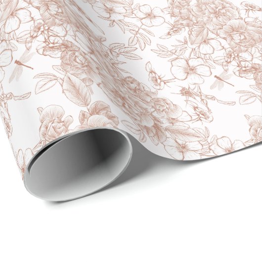 Toile-De-Jouy Pattern Wedding  Geschenkpapier (Rolleneckpunkt)